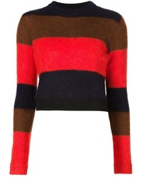 Женский красно-черный свитер с круглым вырезом в горизонтальную полоску от Rag and Bone