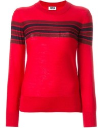 Женский красно-черный свитер с круглым вырезом в горизонтальную полоску от Sonia Rykiel