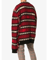 Мужской красно-черный свитер с круглым вырезом в горизонтальную полоску от Calvin Klein 205W39nyc