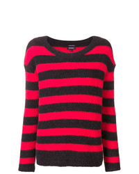 Женский красно-черный свитер с круглым вырезом в горизонтальную полоску от Woolrich