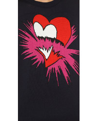 Женский красно-черный свитер с круглым вырезом с принтом от MSGM