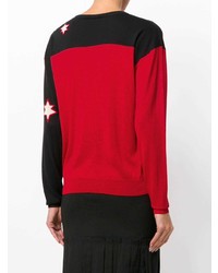 Женский красно-черный свитер с круглым вырезом с принтом от Sonia Rykiel