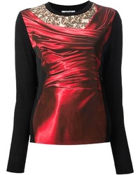 Женский красно-черный свитер с круглым вырезом с принтом от Moschino Cheap & Chic