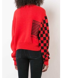 Женский красно-черный свитер с круглым вырезом с принтом от Proenza Schouler