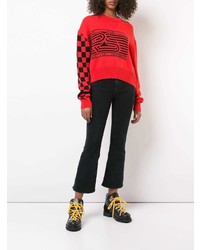 Женский красно-черный свитер с круглым вырезом с принтом от Proenza Schouler
