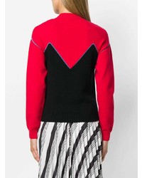 Женский красно-черный свитер с круглым вырезом от MSGM