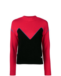 Женский красно-черный свитер с круглым вырезом от MSGM