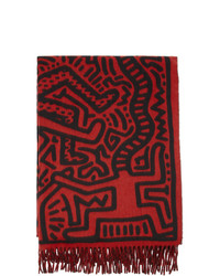 Красно-черный шарф с принтом