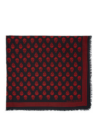 Мужской красно-черный шарф с принтом от Alexander McQueen