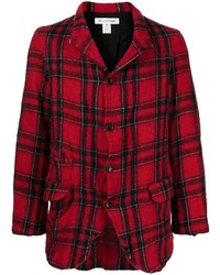 Мужской красно-черный шерстяной пиджак в шотландскую клетку от Comme Des Garcons SHIRT