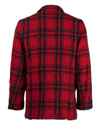 Мужской красно-черный шерстяной пиджак в шотландскую клетку от Comme Des Garcons SHIRT