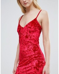 Красное бархатное платье-комбинация от Daisy Street