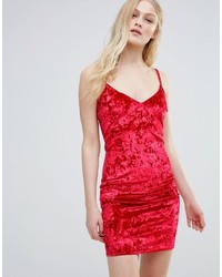 Красное бархатное платье-комбинация от Daisy Street