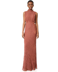 Красное бархатное платье от Saloni