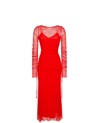 Красное вечернее платье в сеточку c бахромой от Dvf Diane Von Furstenberg