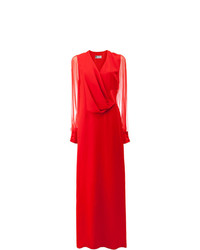 Красное вечернее платье в сеточку со складками от Lanvin