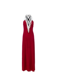 Красное вечернее платье из бисера c бахромой от TALITHA