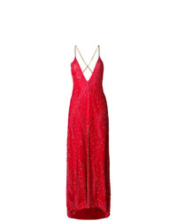 Красное вечернее платье с вышивкой от Alessandra Rich