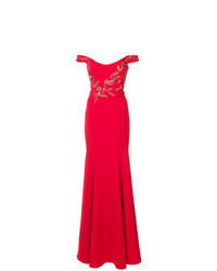 Красное вечернее платье с вышивкой от Marchesa Notte