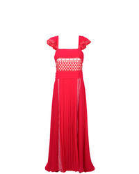 Красное вечернее платье с геометрическим рисунком