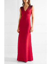 Красное вечернее платье с пайетками от Herve Leger