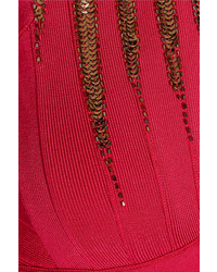 Красное вечернее платье с пайетками от Herve Leger