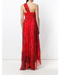 Красное вечернее платье с принтом от Etro
