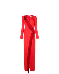 Красное вечернее платье с разрезом от Galvan