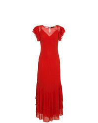 Красное вечернее платье с рюшами от De La Vali