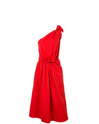 Красное вечернее платье с рюшами от Goen.J