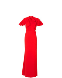 Красное вечернее платье с рюшами от Greta Constantine