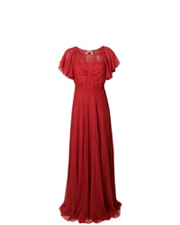 Красное вечернее платье с рюшами от N°21