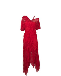 Красное вечернее платье с рюшами от Preen by Thornton Bregazzi
