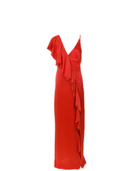 Красное вечернее платье с рюшами от Tufi Duek