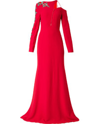Красное вечернее платье с украшением от Antonio Berardi