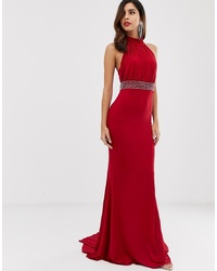 Красное вечернее платье с украшением от City Goddess