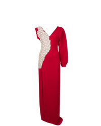 Красное вечернее платье с украшением от Loulou