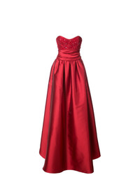 Красное вечернее платье с украшением от Marchesa Notte
