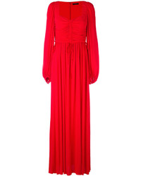 Красное вечернее платье со складками от Alexander McQueen