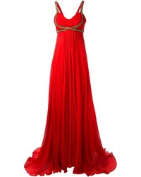 Красное вечернее платье со складками от Marchesa