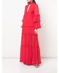 Красное вечернее платье со складками от Alexis