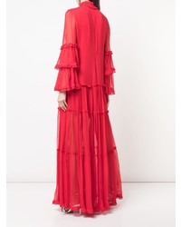 Красное вечернее платье со складками от Alexis
