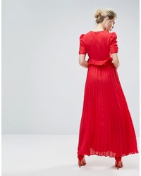 Красное вечернее платье со складками от Asos