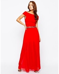 Красное вечернее платье со складками от Rare