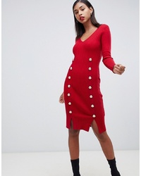 Красное вязаное облегающее платье от Morgan