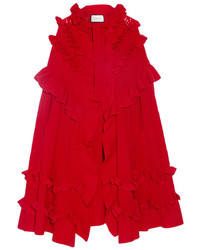 Красное вязаное пальто-накидка от Gucci