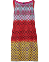 Красное вязаное платье прямого кроя крючком от Missoni