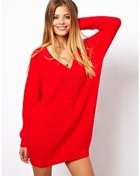 Красное вязаное платье-свитер от Asos