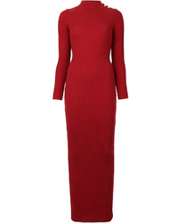 Красное вязаное платье от Balmain