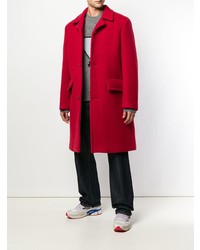 Красное длинное пальто от Raf Simons
